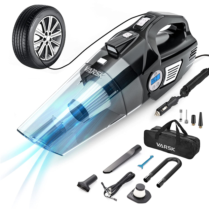 VARSK 4-in-1 Car Vacuum Cleaner Tire Inflator Black