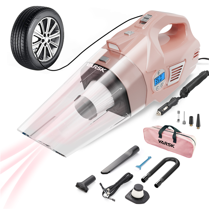 VARSK 4-in-1 Car Vacuum Cleaner Tire Inflator Pink